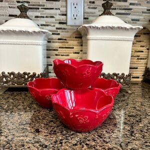 New Princess House Red Decorative Bowls Set of 4